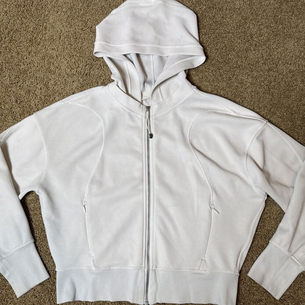 LULULEMON Women's Softstreme Pocketed Full Zip Hoodie Size 4 Cream (READ)